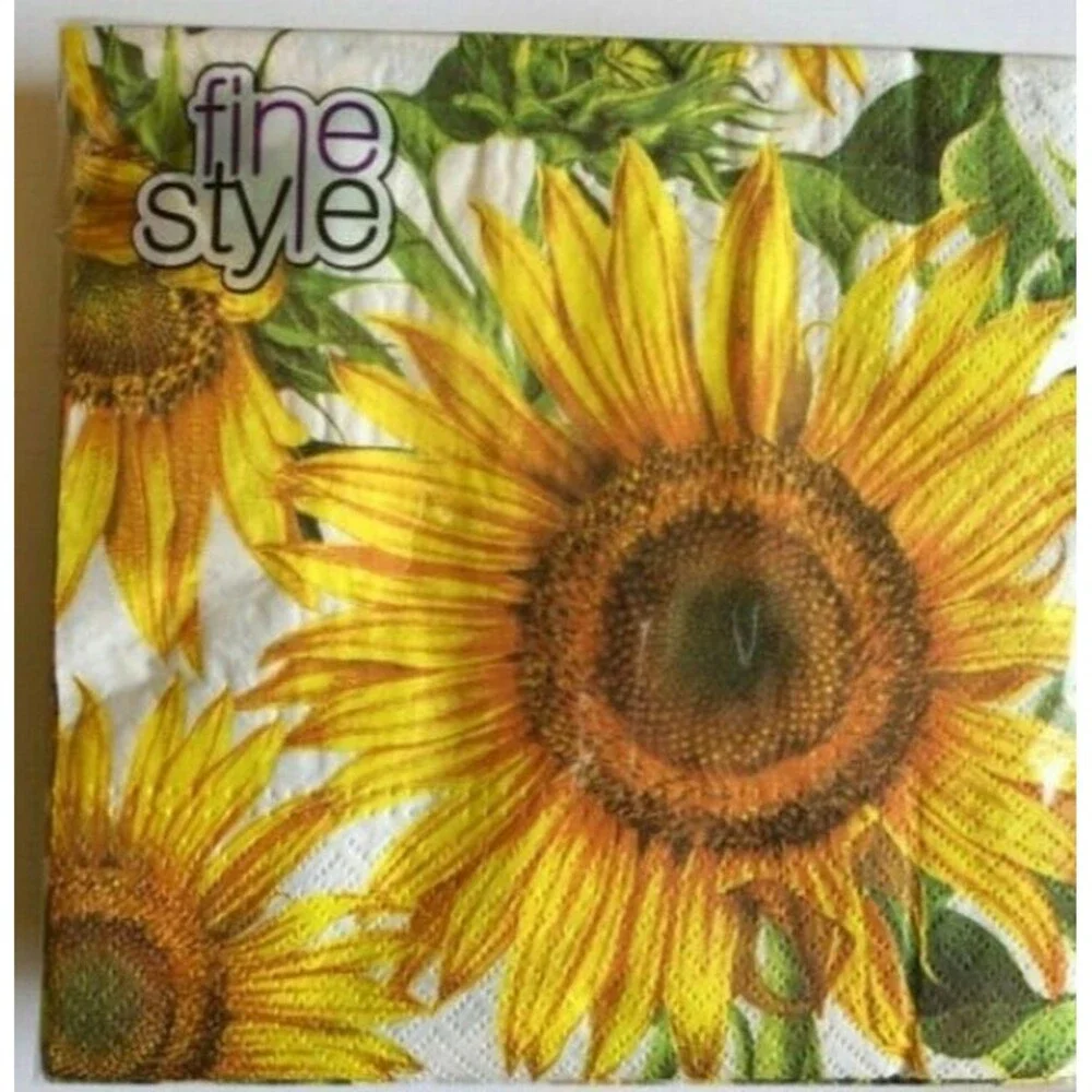 Sunflower Paper Napkins 40 Ct 3-Ply Thanksgiving Fall Lunch Decoupage